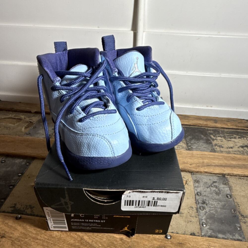 Jordan Air Jordan 12 Retro GT Unisex Kids Sneaker Blue/Silver 7C 2016